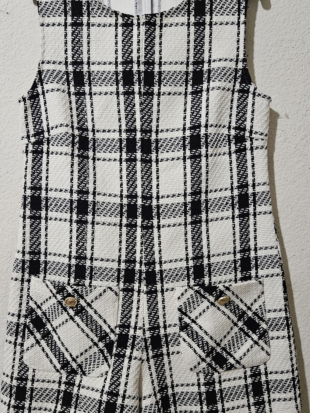 Classic Black & White Plaid Romper